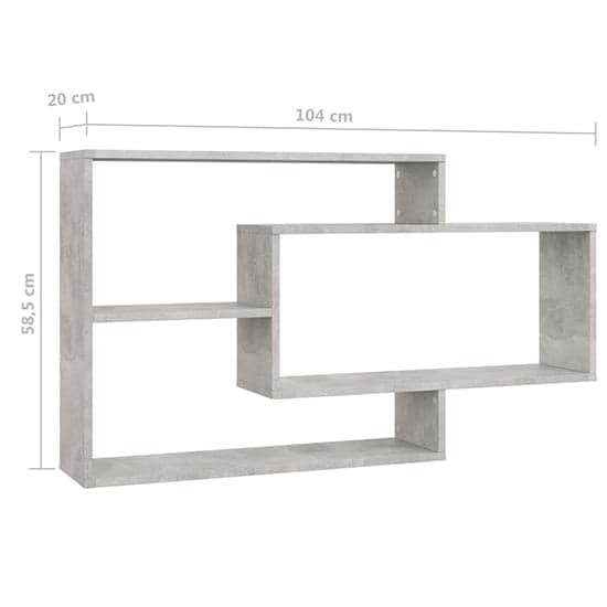 Visola Wooden Rectangular Wall Shelves In Concrete Effect_4