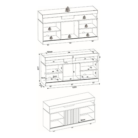 Vistoc High Gloss 4 Shelves TV Stand On Castors In White Furniture in