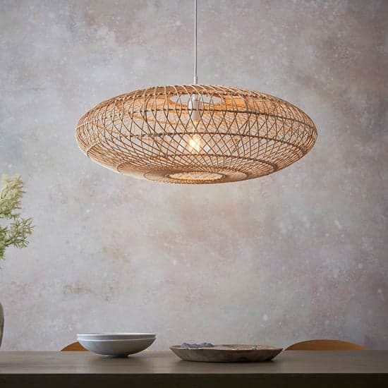 Vista Large Oval Rattan Ceiling Pendant Light In Natural_2