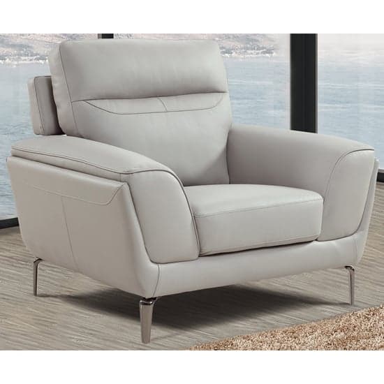 Vitelli Leather 1 Seater Sofa In Light Grey