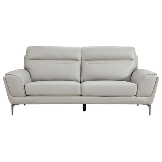Vitelli Leather 3 Seater Sofa In Light Grey_2