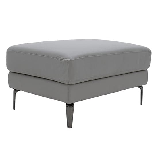 Vitelli Leather Footstool In Light Grey Furniture in Fashion