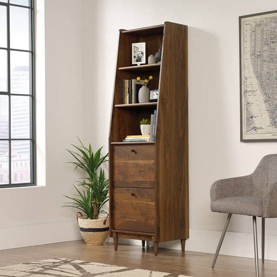 Vittoria Wooden Narrow Bookcase In Walnut And Black_1