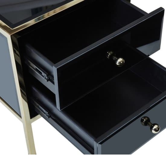 Vivian Modern Glass Bedside Cabinet In Black And Gold_2
