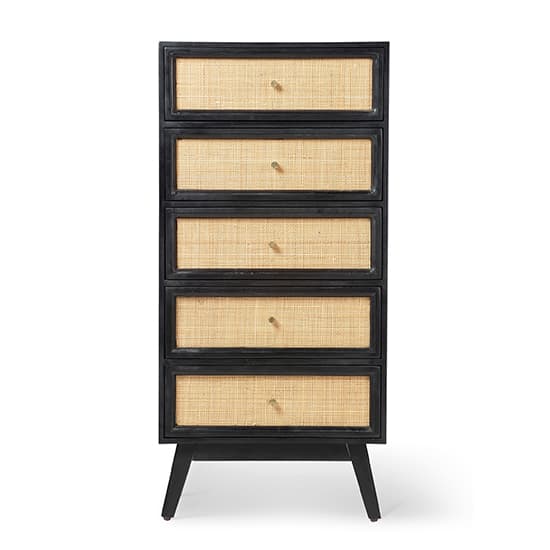 Vlore Narrow Wooden Chest Of 5 Drawers In Black_3