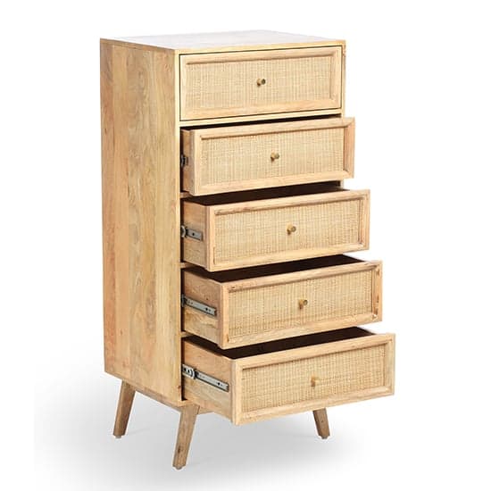 Vlore Narrow Wooden Chest Of 5 Drawers In Natural_2