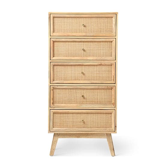 Vlore Narrow Wooden Chest Of 5 Drawers In Natural_3