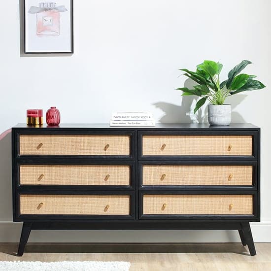 Vlore Wide Wooden Chest Of 6 Drawers In Black_1