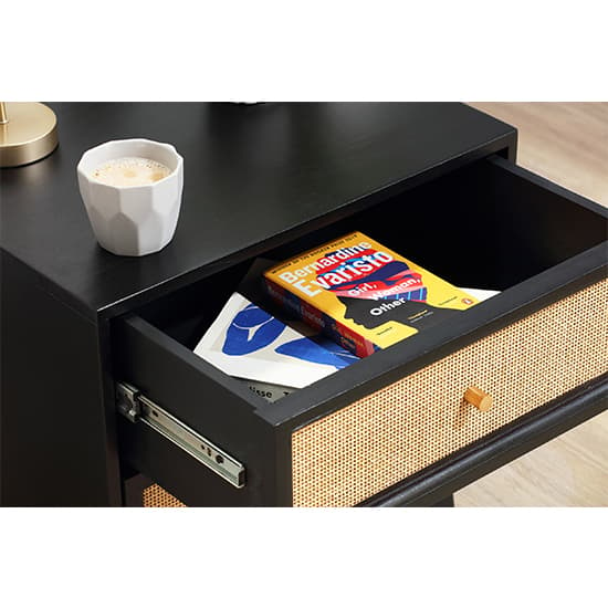 Vlore Wooden Bedside Cabinet With 2 Drawers In Black_4