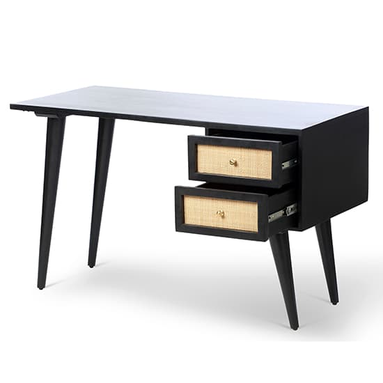 Vlore Wooden Computer Desk With 2 Drawers In Black_3