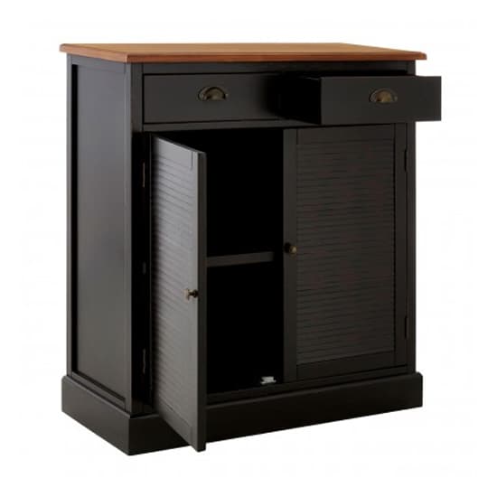 Vorgo Wooden Storage Cabinet With 2 Doors 2 Drawers In Black_3