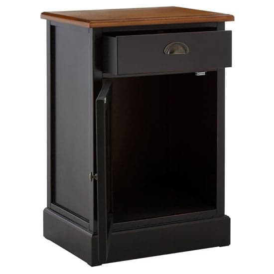 Vorgo Wooden Bedside Cabinet With 1 Door And 1 Drawer In Black_2