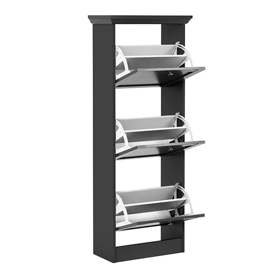 Votex Wooden Shoe Storage Cabinet With 3 Doors In Anthracite_4