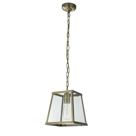 Voyager Clear Glass Pendant Light In Antique Brass_2