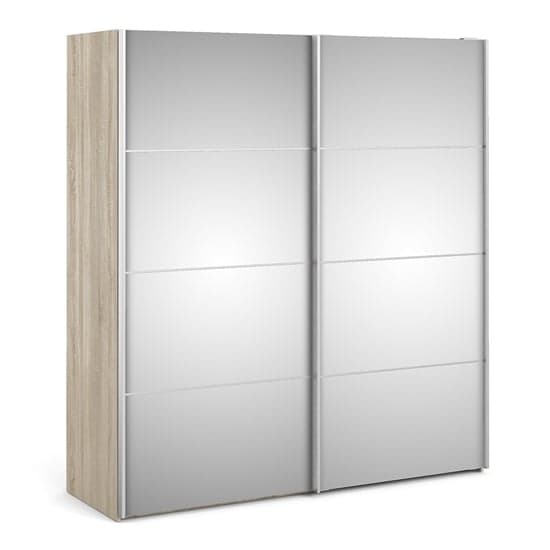Vrok Mirrored Sliding Doors Wardrobe In Oak With 2 Shelves_1