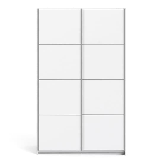 Vrok Sliding Wardrobe With 2 White Doors 5 Shelves In White_2