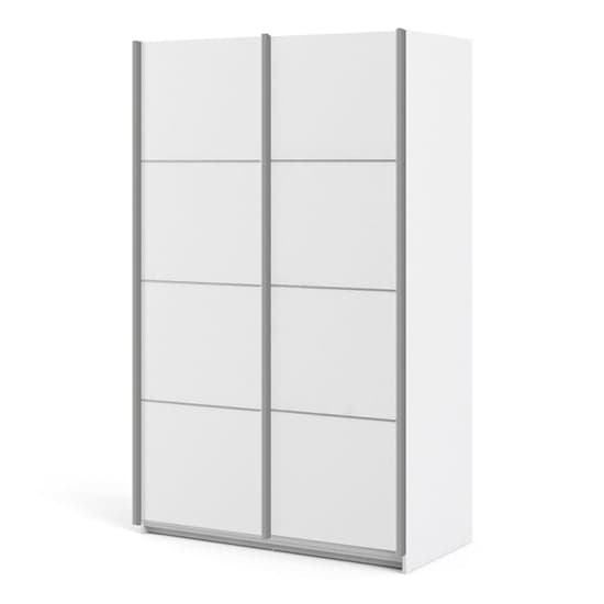 Vrok Sliding Wardrobe With 2 White Doors 5 Shelves In White_3
