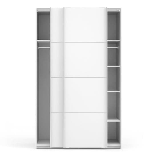 Vrok Sliding Wardrobe With 2 White Doors 5 Shelves In White_5