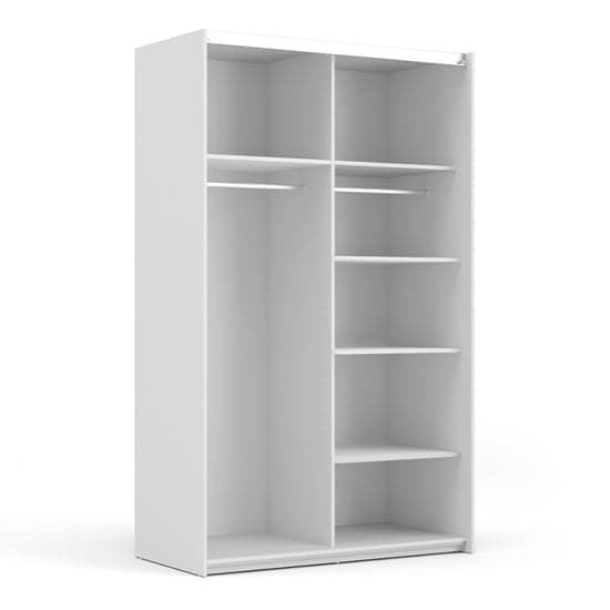 Vrok Sliding Wardrobe With 2 White Doors 5 Shelves In White_7
