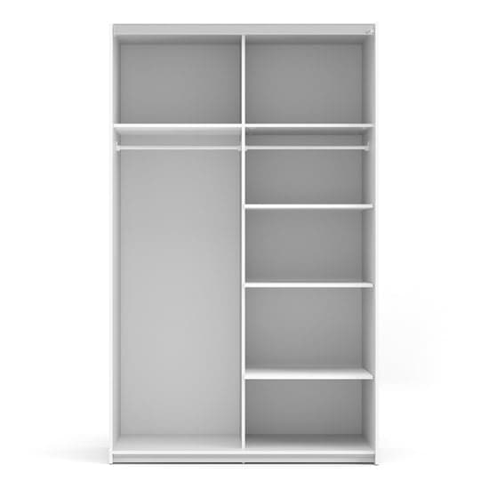 Vrok Sliding Wardrobe With 2 White Doors 5 Shelves In White_8