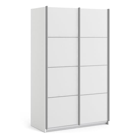 Vrok Sliding Wardrobe With 2 White Doors 5 Shelves In White_1