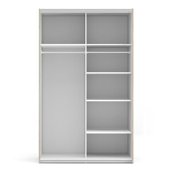 Vrok Wooden Sliding Doors Wardrobe In Oak White With 5 Shelves_4