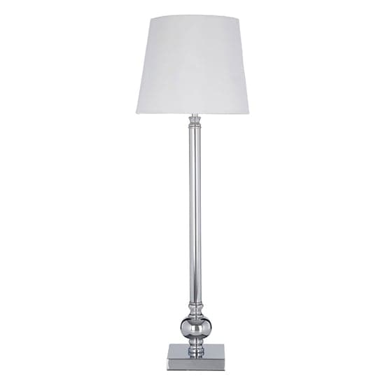 Vrusla White Fabric Shade Table Lamp With Chrome Base_2