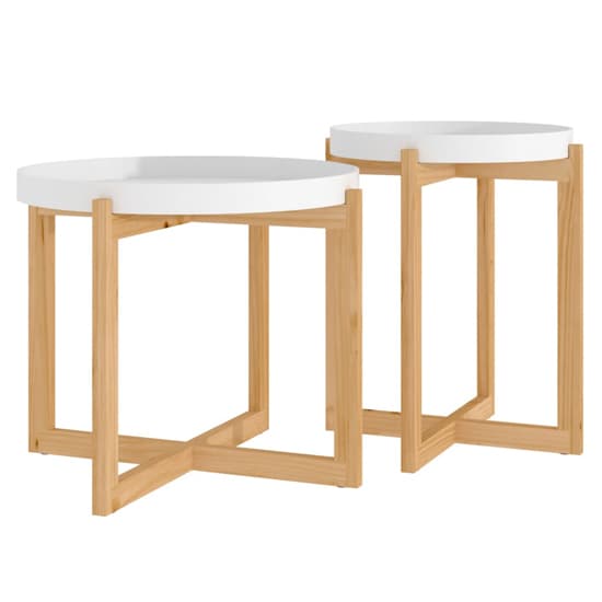 Wabana Set Of 2 Wooden Coffee Table In White And Natural_2