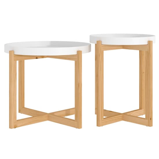 Wabana Set Of 2 Wooden Coffee Table In White And Natural_3