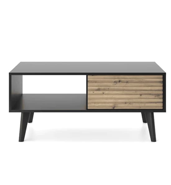 Waco Wooden Coffee Table 2 Drawers In Artisan Oak And Black_2