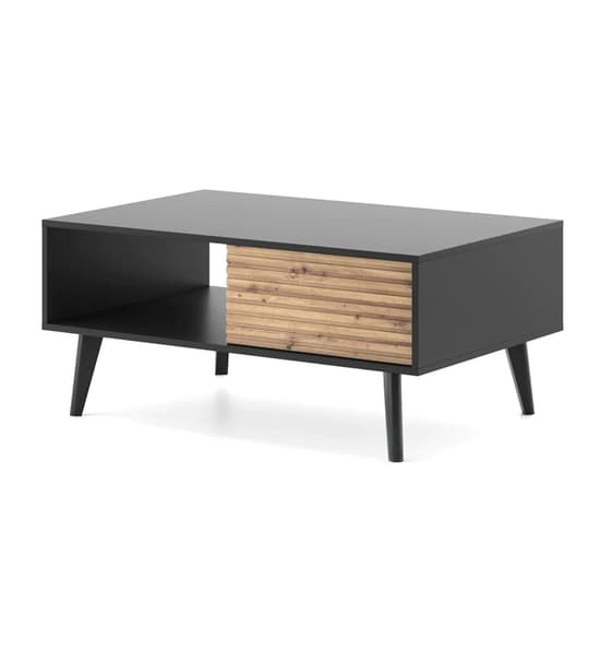 Waco Wooden Coffee Table 2 Drawers In Artisan Oak And Black_4