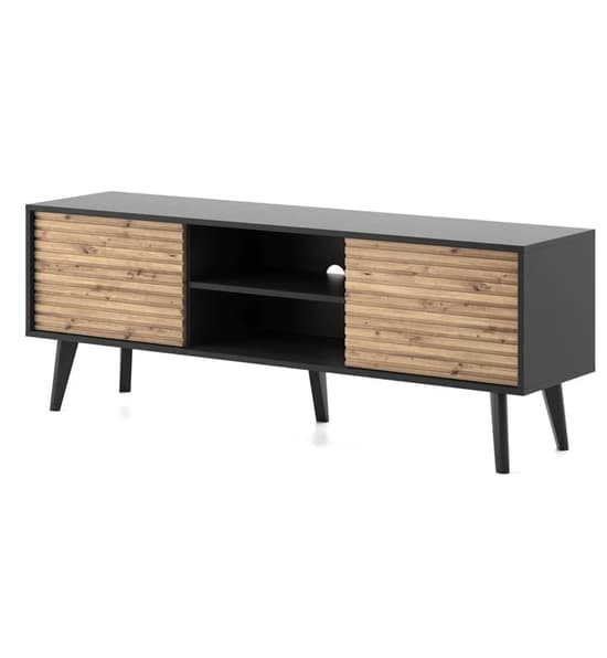 Waco Wooden TV Stand With 2 Doors In Artisan Oak And Black_4