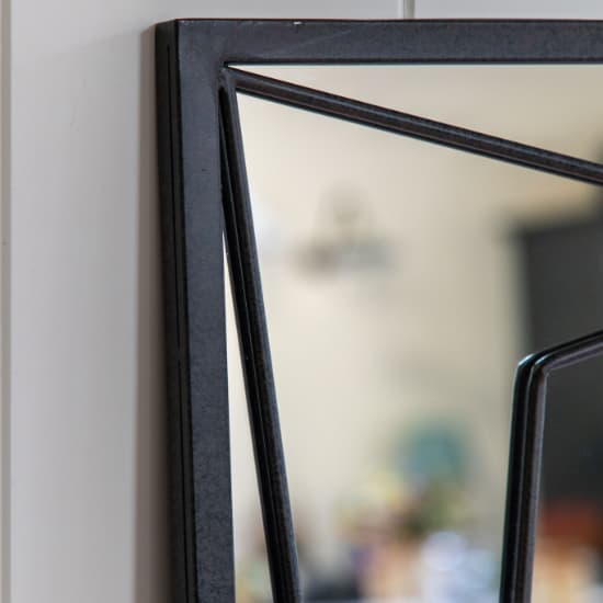 Wainscot Geometric Design Leaner Mirror In Black Frame_2