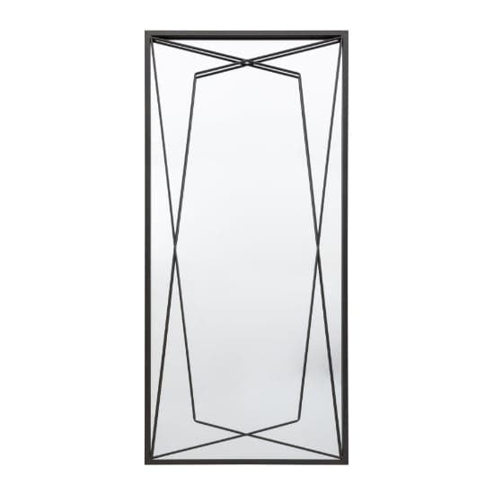 Wainscot Geometric Design Leaner Mirror In Black Frame