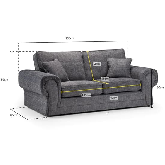 Walcott Fabric 3 Seater Sofa In Grey_4