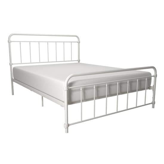 Wallach Metal Double Bed In White Furniture in Fashion