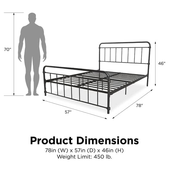 Wallach Metal Double Bed In Black_6