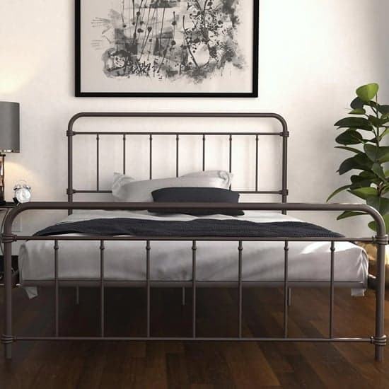 Wallach Metal King Size Bed In Bronze_2