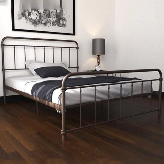 Wallach Metal King Size Bed In Bronze_1