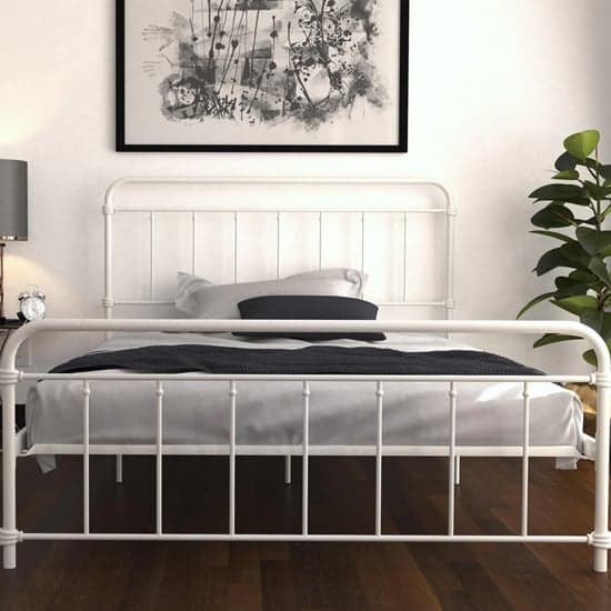 Wallach Metal King Size Bed In White_2