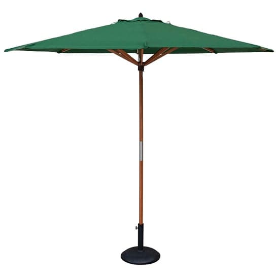 Walsall Green Polyester Parasol With Wooden Pole And Base_1