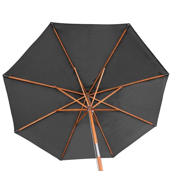 Walsall Grey Polyester Parasol With Wooden Pole And Base_4