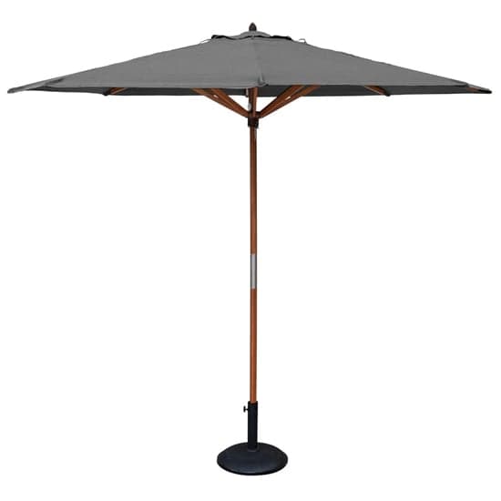 Walsall Grey Polyester Parasol With Wooden Pole And Base_1