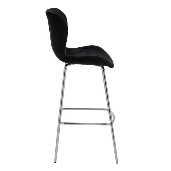 Warden Black Velvet Bar Chairs With Silver Legs In A Pair_3