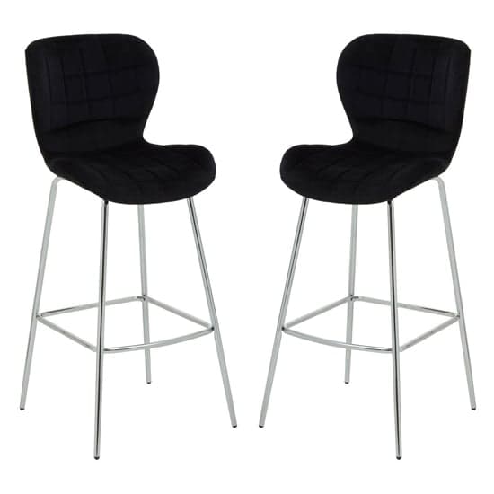 Warden Black Velvet Bar Chairs With Silver Legs In A Pair_1