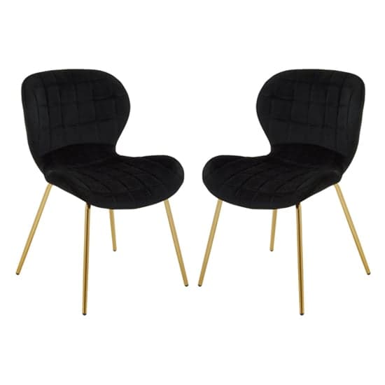 Warden Black Velvet Dining Chairs With Gold Legs In A Pair_1