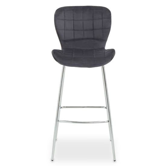 Warden Grey Velvet Bar Chairs With Silver Legs In A Pair_2