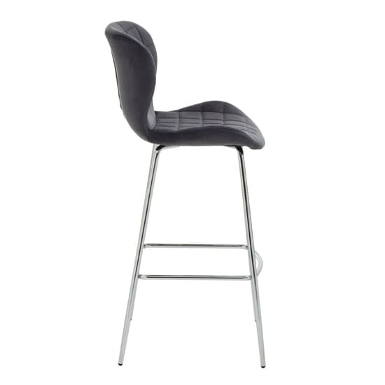 Warden Grey Velvet Bar Chairs With Silver Legs In A Pair_3