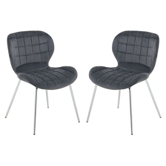 Warden Grey Velvet Dining Chairs With Silver Legs In A Pair_1