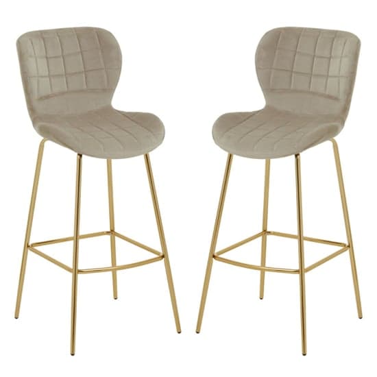 Warden Mink Velvet Bar Chairs With Gold Legs In A Pair_1